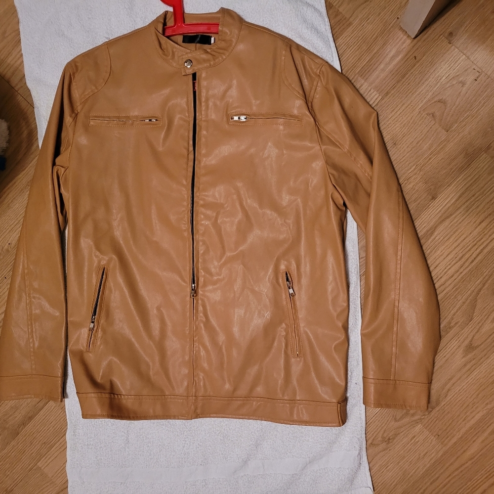 Zip up xxl faux leather jacket